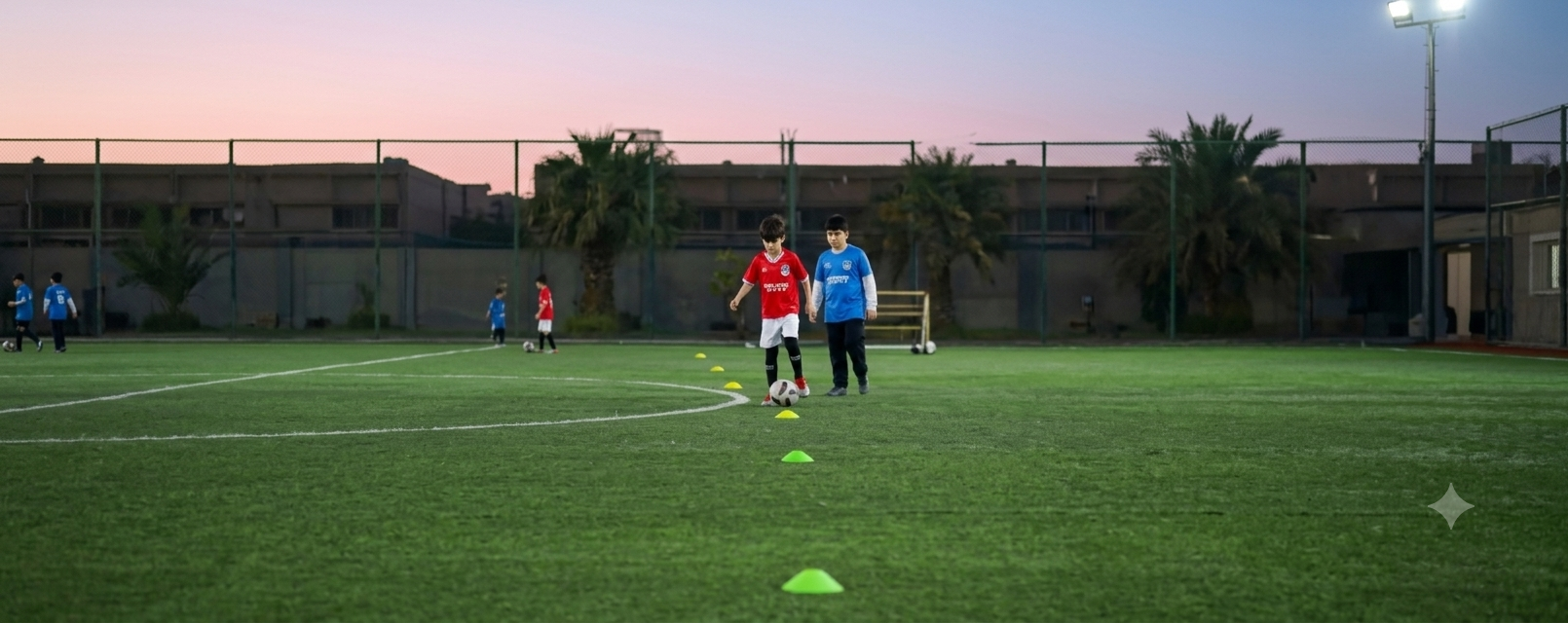 SAM Football Academy players training on the pitch